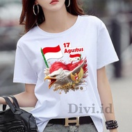 MERAH Women's Red and White T-shirts Garuda Carnival Uniform T-shirts Women's August Clothes 80th In