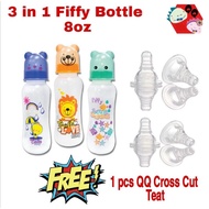3pcs FIFFY PP STANDARD STREAMLINE BOTTLE 240ML 8oz ,botol susu fiffy free extra 1 teat