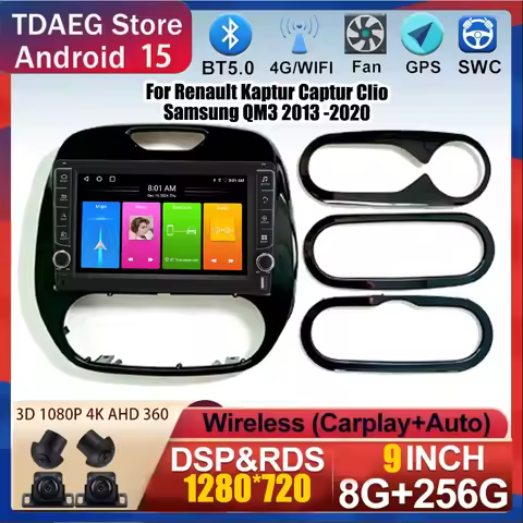 Android 15 Car Radio For Renault Kaptur Captur Clio Samsung QM3 2013 2015 2017 2019 2020 Wireless Ca