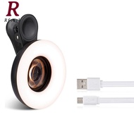 Macro Lens for Smartphone with Mini Clip Ring Light Portable Rechargeable Dimming for Photography Ca