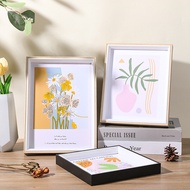 Spring Home กรอบรูปไม้ มี3สี กรอบรูปใสแต่งบ้านตั้งโต๊ะ กรอบรูปเรียบง่าย ขาตั้ง ไม้บล็อกสี