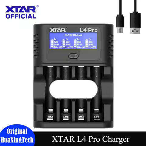 XTAR L4 Pro Smart Battery Charger Safety Protection Low Heat Fast Charging LCD Display for AA AAA 1.