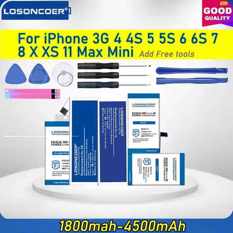 100% Original LOSONCOER 4500mAh Battery For iPhone 3G 3GS 4 4S 5 5S 5C SE 2020 6 6S Plus 7 8 Plus X 