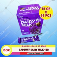 Cadbury DAIRY MILK 1 BOX 36pcs X 15 GRAM, CADBURY 15GR DAIRY MILK CHOCOLATE, CADBURY MINI 15GR