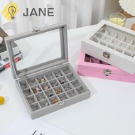 JANE Velvet Ring Box Tray, 12 /24 Grid Multi-function Jewellery Organiser Storage, Exquisite Desktop