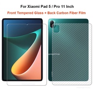 For Xiaomi Pad 5 / Pro 5pro 11 inch 1 Set  Soft Back Carbon Fiber Film / Tempered Glass Front Screen Protector