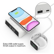 Electric LED alarm clock with USB Output Qi 15W Fast Wireless Charger for Apple iPhone Samsung
