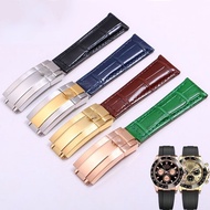 Genuine Leather Strap for Rolex Watch Calf Leather Watch Band for Daytona Black Blue Green Water Ghost Log Greenwich Yacht 20mm