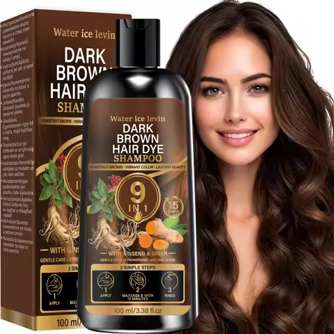 Brown Hair Dye Shampoo with Biotin & Keratin, Gentle Fast-Acting Color Shampoo with Ginseng for Shin