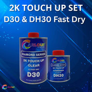 2K Clear 4:1 Fast Dry D30 High Gloss Auto Car Touch Up Paint Easy Polish 1 Liter SET. CARLOUR PRO