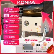 【1-year warranty】KONKA C7 Native 1080P Movie Projector with WiFi and Bluetooth, 270° Rotatable Porta