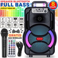 Speaker Bluetooth Karaoke Super Bass FREE Mic Wireless + Remot + Kabel Casan Speaker FLECO F-8865 GR