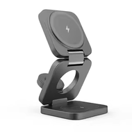 ชาร์จไร้สายแบบพับได้ 3-in-1 สำหรับ Samsung S25 Ultra ชาร์จนาฬิกาและหูฟังพร้อมฐานชาร์จแม่เหล็ก Galaxy