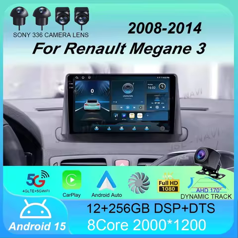 Car Radio Android 15 Carplay Auto Multimedia Player For Renault Megane 3 Fluence Samsung SM3 2008 - 