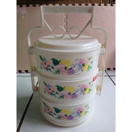 Lion star brand 3-tier flower carved plastic food container