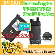 New UV-5RH Type-C Charging Rechargable Battery 7.4V 2500mAh for Baofeng Pro UV-5RM UV-K5 Plus K5 Pro