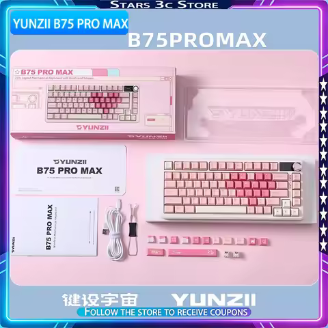 YUNZII B75 PRO MAX Wireless Mechanical Keyboard Bluetooth Tri Mode with TFT Screen Customized Gaming