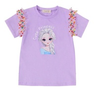 1-10Years Old Summer Frozen Elsa Dress Cinderella for Girls Casual Cute with Lovely Print Kids Girl Short Sleeves Cartoon Dresses