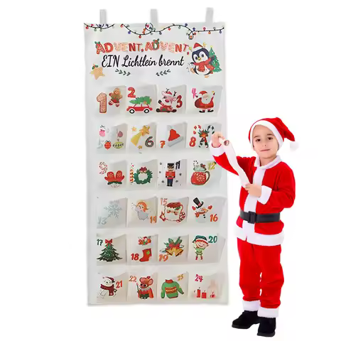 Fabric Christmas Advent Calendar Advent Calendar 2024 Reusable Wall Hanging Ornaments with 24 Pocket