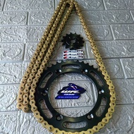 WR155 SPROCKET SET GOLD CHAIN 520