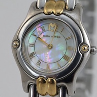 mila 尚 (mila schon) 3220-326547 貝殼錶盤 女錶 石英機芯 金銀配色錶帶 手錶 古董錶 日本製造