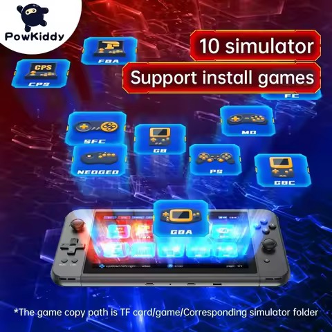 2026 POWKIDDY X70 Handheld Game console 7 inch HD Screen Retro Game Cheap Children's Gifts Support T