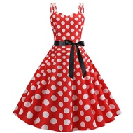 Women's 50s/60s Party Summer Dress - Spaghetti Strap Polka Dots