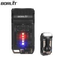 BORUiT V15 LED Keychain EDC Black Flashlight Clip Work Light Type-C Rechargeable Torch with Magnet C