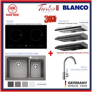 Turbo TIA800 Induction Hob  + Turbo TA65-802-90 Oil Tray Slim Hood + Blanco Naya 8 Kitchen Sink + Blanco Mida XL Mixer