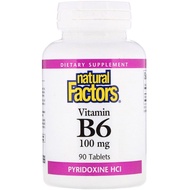 (Ready stock) Natural Factors Vitamin B6 100mg 90 veggie tablets