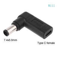 Will 90Degree Type C USB Male to for DC Female Connector Power Adapter Connector for