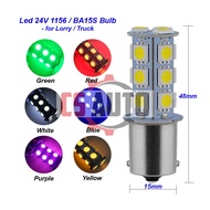 CS 1pc x LED SMD 1141 24V 1156 18SMD Bulb White Yellow for Lorry Truck Signal Tail Light Mentol Lampu Kecil belakang Lor