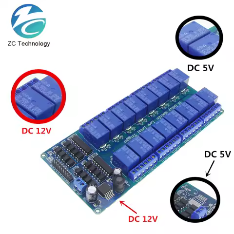 5V 12V 16 Channel Relay Module Interface Board For Arduino PIC ARM DSP PLC With Optocoupler Protecti