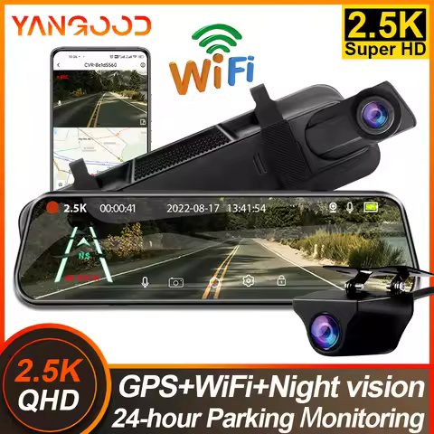 Yangood 2K Dashcam Rearview Camera 1080P SupportWIFI GPS Streaming Media Night vision Loop Recording