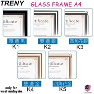 TRENY A4 Frame Certificate Glass Cover Photo Poster Wall Hanging Shattered-Free Tempered Glass Bingkai Sijil Kaca