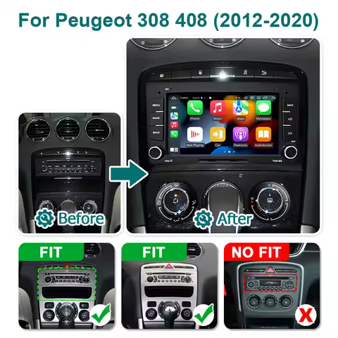 7" 1DIN car stereo carplay Android AUTO For Peugeot 408 T7 308 SW 2007-2015 with bluetooth car intel