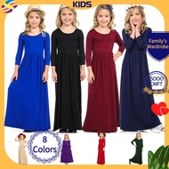 Baju Budak  perempuan Kids Long Dress Princess Girls Maxi Dress anak Round Neck Long Sleeve Casul Lo