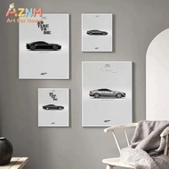 AZNM Aston Martin DB5 James Bond 007 Wall Art Print, Single Unframed Canvas Poster, Featuring Minima