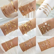 KY 4pcs/ Set Luxury Aesthetic Women's Bracelets | Adjustable Gold Bracelet Set Gelang Tangan Perempu