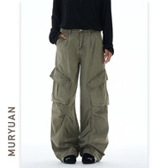 Mu Yuan Men's Autumn Winter Distressed Washed Overalls Men Women vintage Deconstruction All-Match Ca