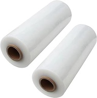 Auniwaig Pre Stretched, Clear Hand Stretch Wrap 15cm/5.91" x 200m/656.16ft 2 Rolls Clear Plastic Pallet Shrink Film Moving Supplies Stretch Wrap