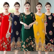 Summer Cotton Silk Middle-Aged and Elderly Dress Women's Dress