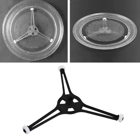 Microwave Oven Triple Arm Triangle Shaped Glass Plastic Plate Tray Support Holder Rotating Ring Roll