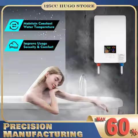 6500W Instant Water Heater Wall-mounted Electric Water Heater w/ LED Touch Screen, Instantaneous Wat