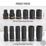 TS 10 Pcs 10mm to 24mm 1/2 Inch Drive Pneumatic For Impact Sockets Thick Wall Steel
