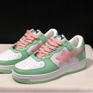 Bape Sta Ape Head Low-Top Sneakers Men Women Shoes Shiny Light Green Pink