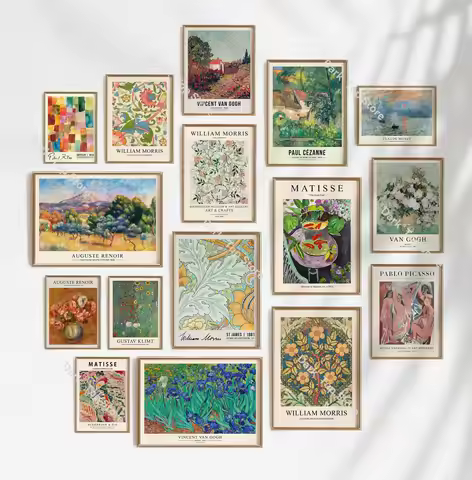 Eclectic Gallery Wall Arts Green Vintage Maximalist Gallery Wall Prints Home Decor Print Matisse Mor