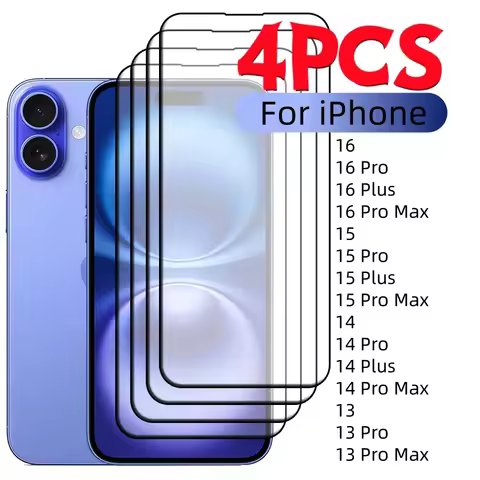 4pcs For iPhone 16 Glass iPhone 16 Pro Max Tempered Glass Full Cover Glue 9H HD Screen Protector iPh