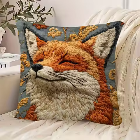 Fox printed pillowcase: comfortable and cute home decoration sofa cushion cover, home decoration, 2D