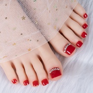 - Toenail Patch Red Diamond-studded Wearable Nail Toenail Patch Finished nails Whitening Manicure 9.